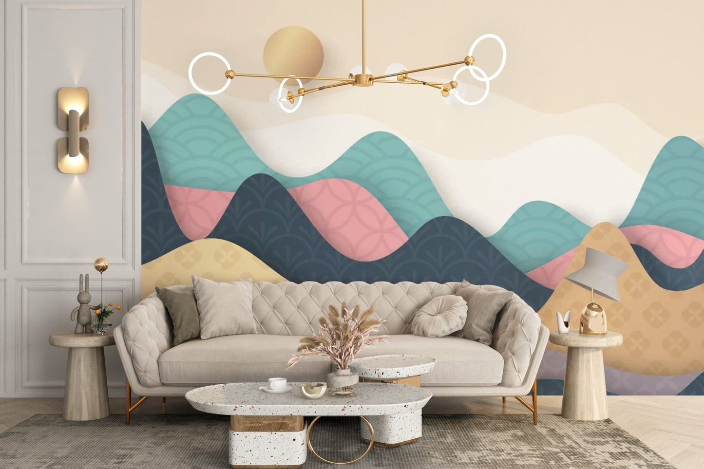 Modern Colorful Wavy Mountains Wallpaper decor mountain-27
