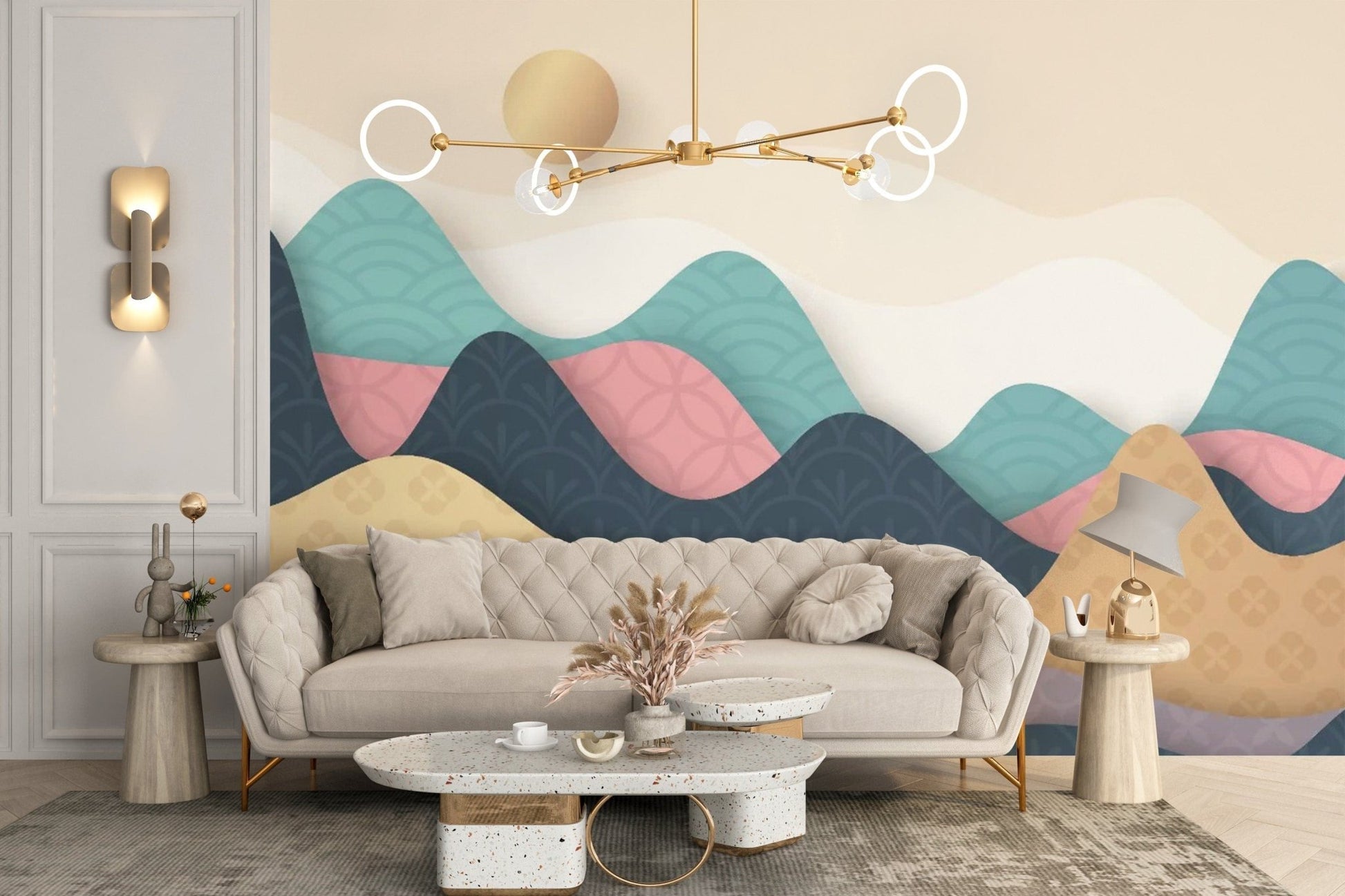 Modern Colorful Wavy Mountains Wallpaper decor mountain-27
