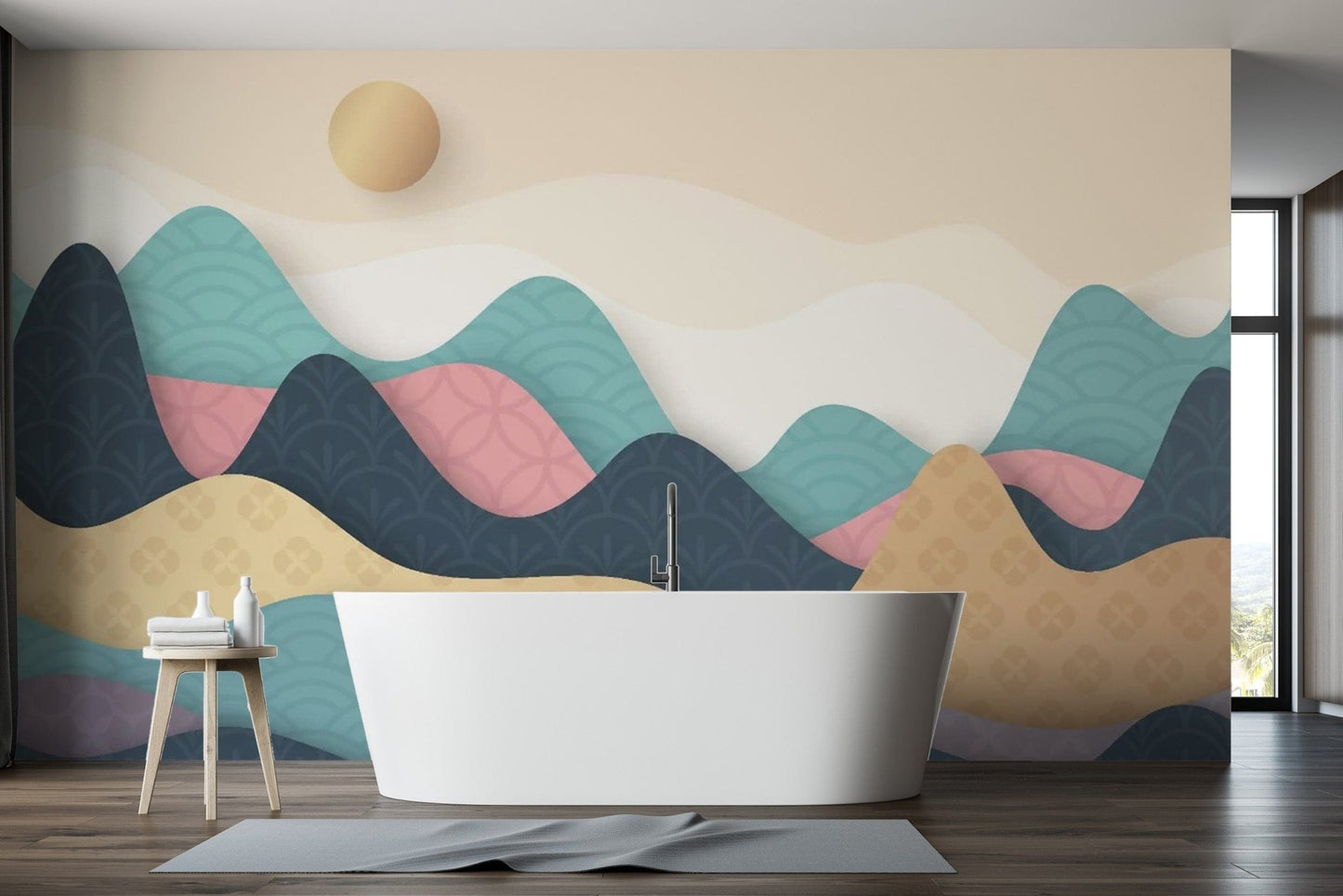 Colorful Wavy Mountains Wallpaper Murals - Giffywalls mountain-27