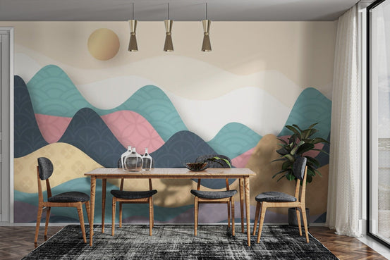 Colorful Wavy Mountains Wallpaper Mural design mountain-27
