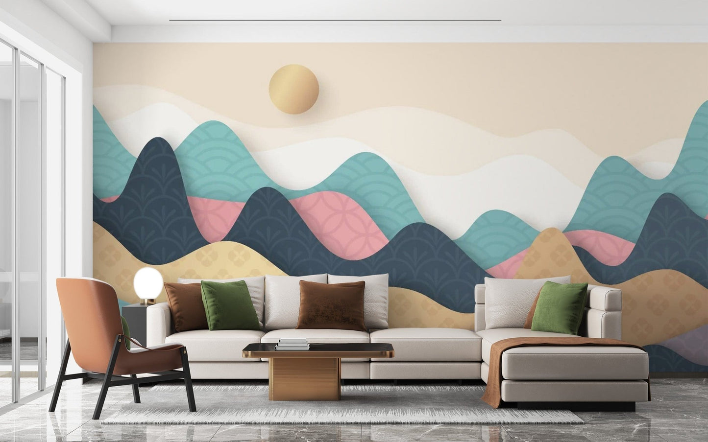 Colorful Wavy Mountains Wallpaper Murals - Giffywalls mountain-27