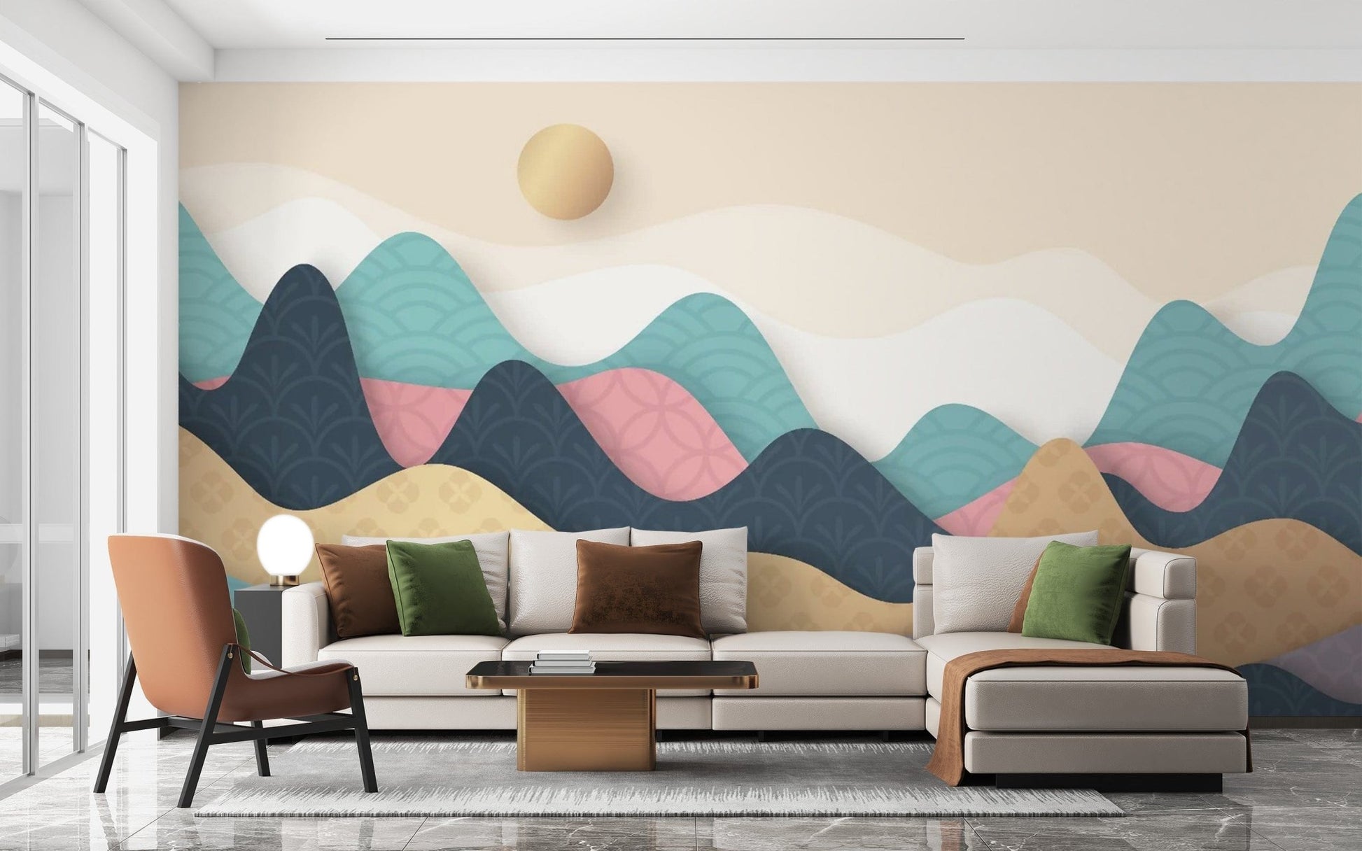 Colorful Wavy Mountains Wallpaper Murals - Giffywalls mountain-27