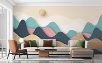 Colorful Wavy Mountains Wallpaper Murals - Giffywalls mountain-27
