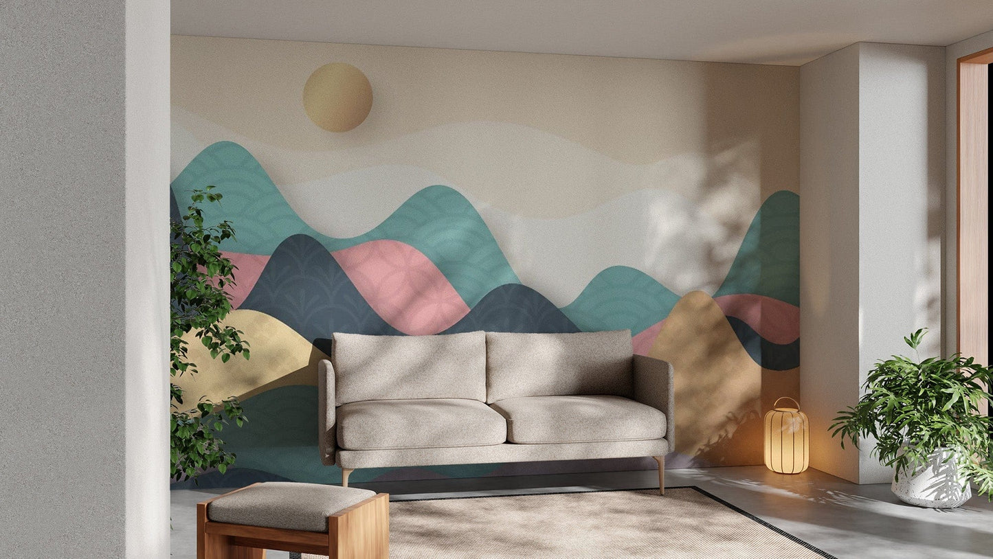 Colorful Wavy Mountains Wallpaper for walls mountain-27
