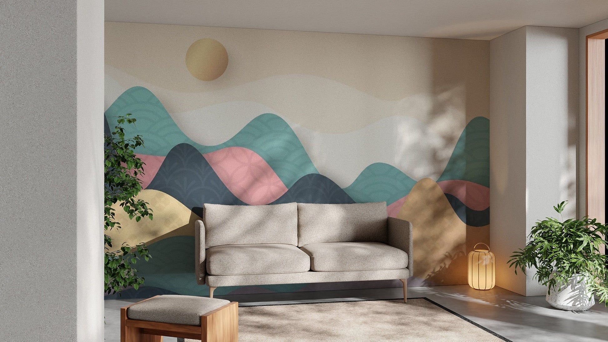 Colorful Wavy Mountains Wallpaper for walls mountain-27
