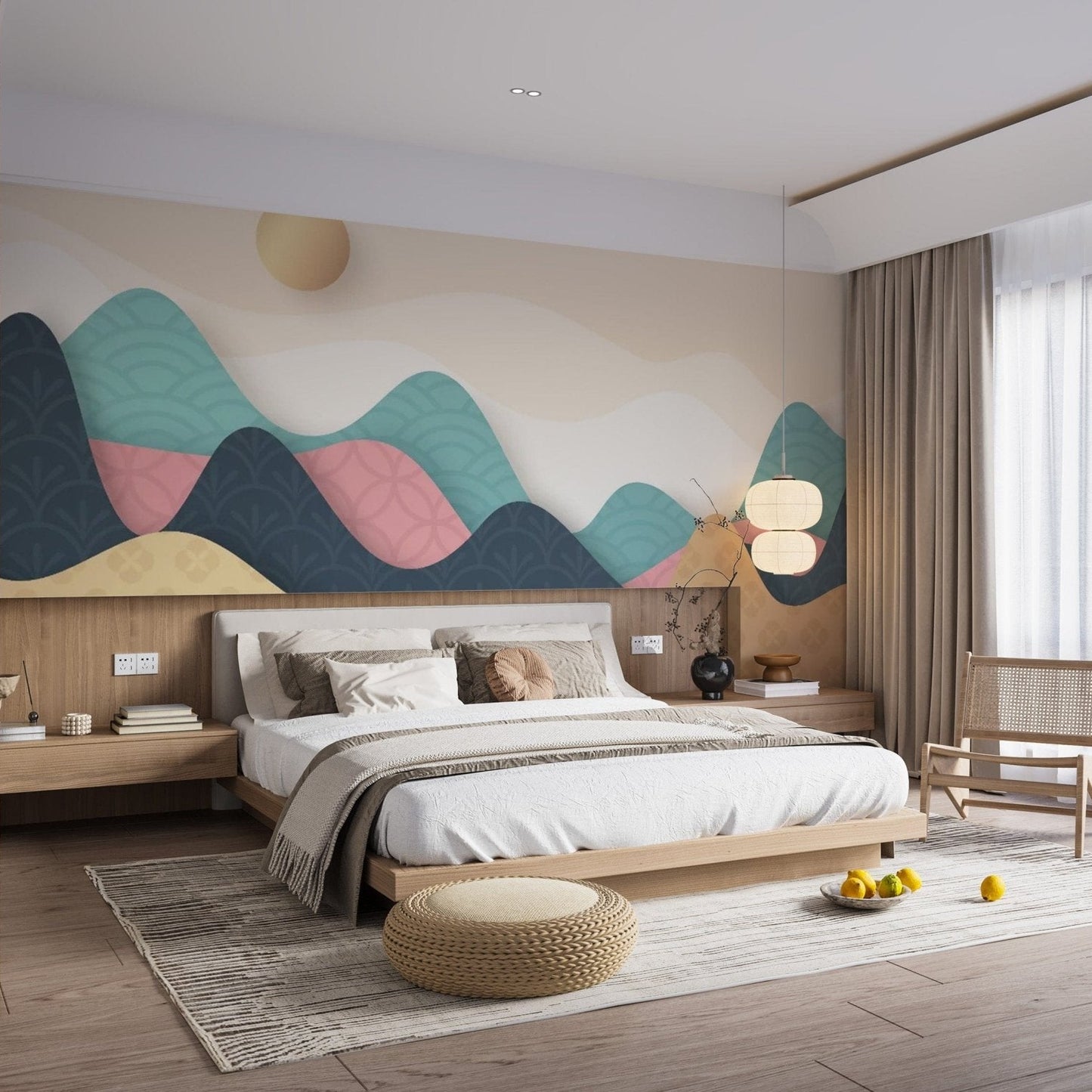 Artistic Colorful Wavy Mountains Wallpaper Mural mountain-27
