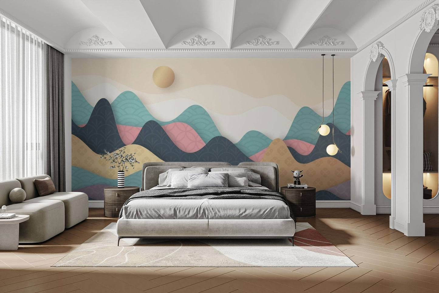 Colorful Wavy Mountains Wallpaper for interiors mountain-27
