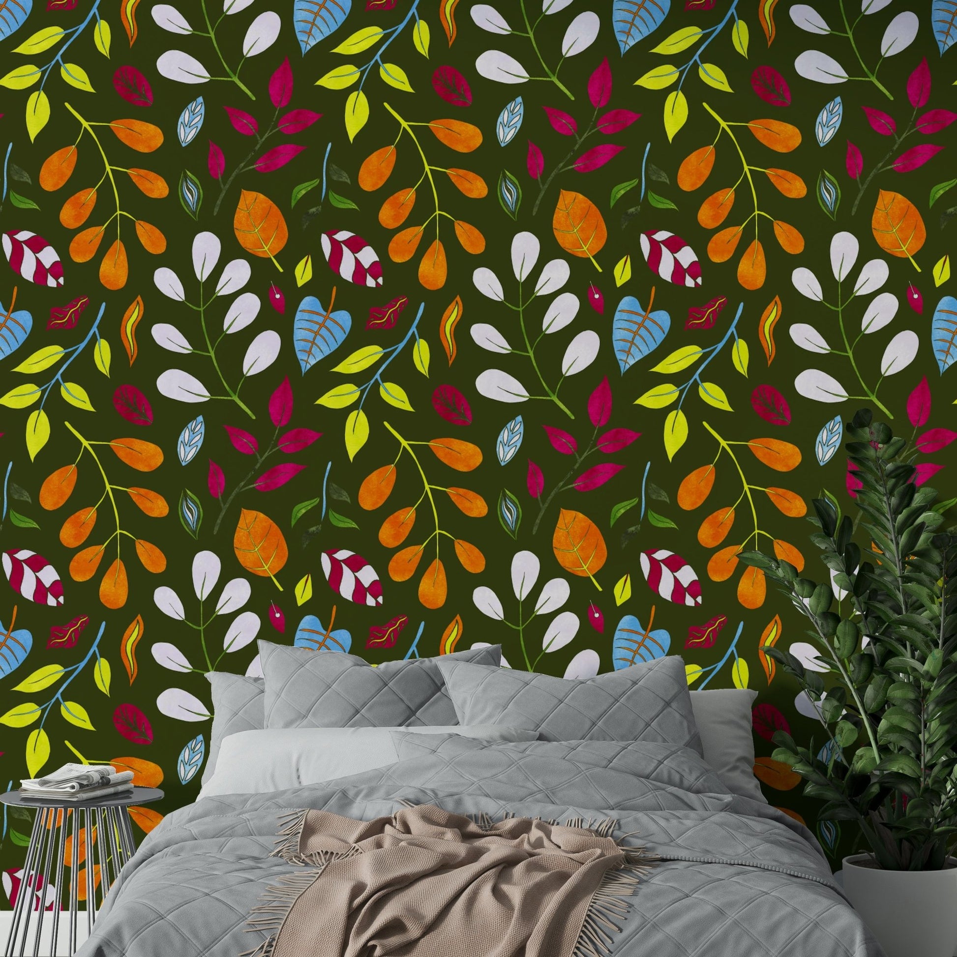 Natural and vibrant leaf design wallpaper.

