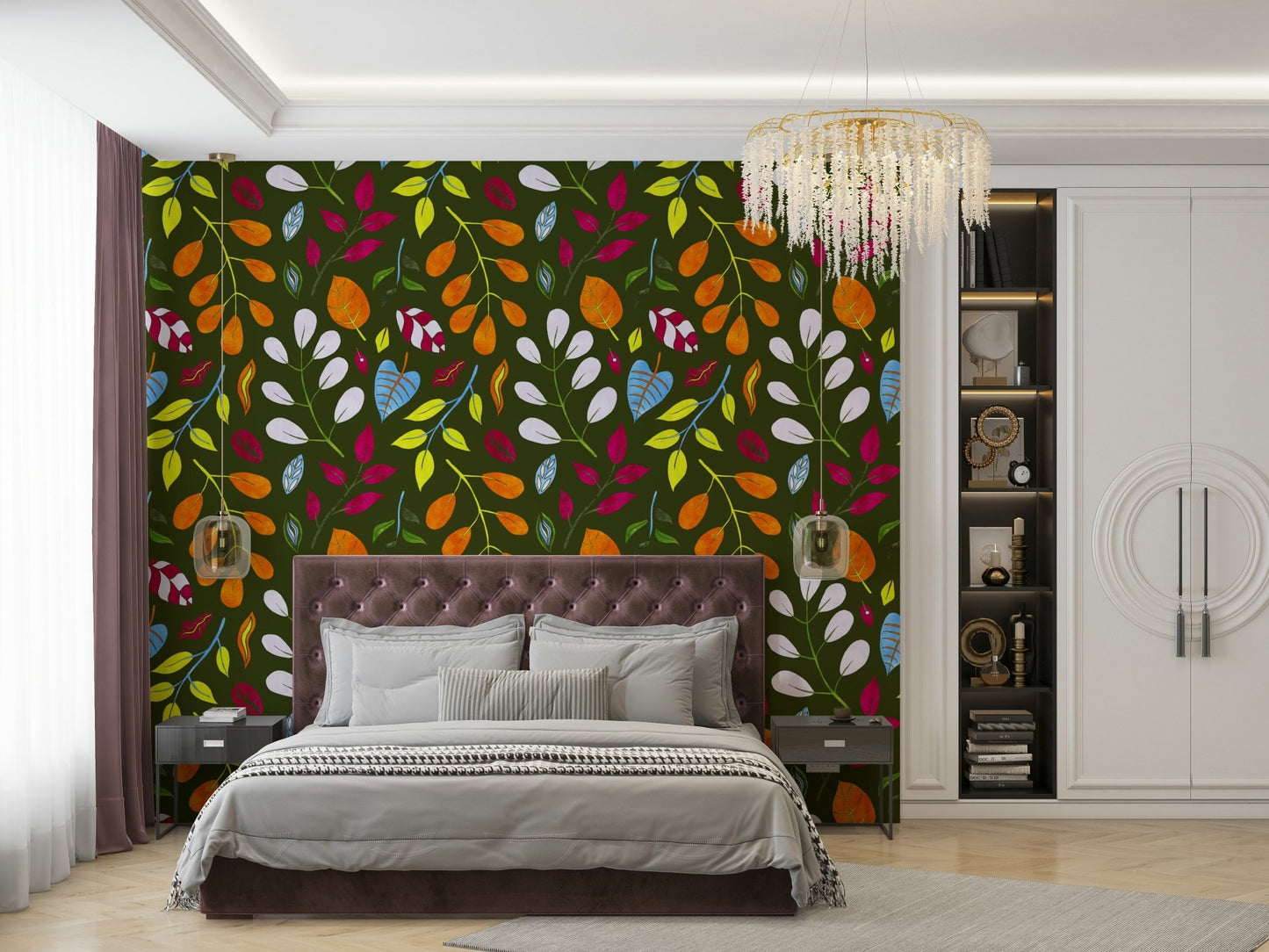 Wallpaper for walls featuring a wild garden.

