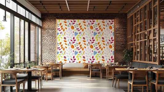 Colorful Wild Garden White Wallpaper⁠