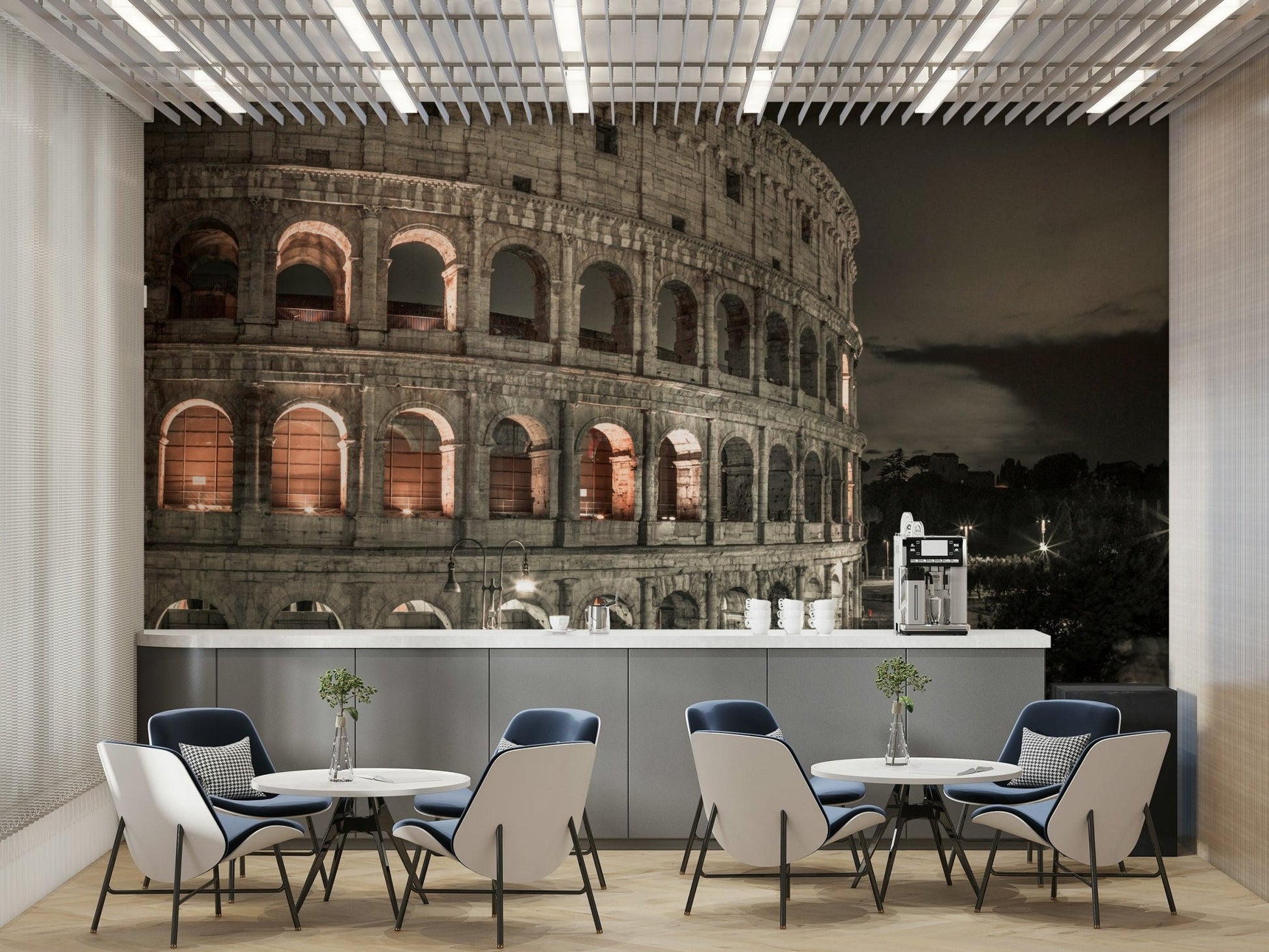 The photograph is taken at night.

