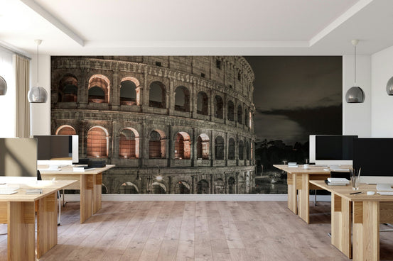 A dramatic wall mural of the Colosseum in Rome. GD3760

