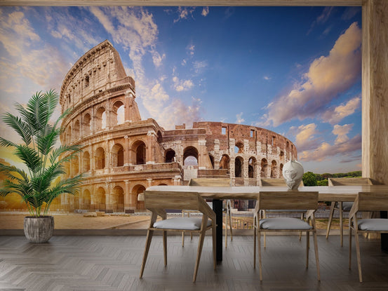 Colosseum sunrise Rome historic wallpaper mural design, B268