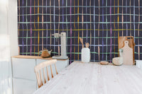 Colourful bold handdrawn lines wallpaper for walls
