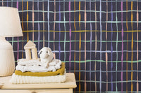 Modern colourful handdrawn line wallpaper for homes
