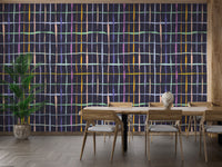 Abstract bold line pattern wallpaper in vibrant hues
