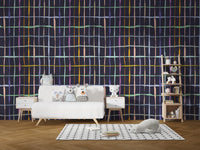 Bold and vibrant handdrawn lines wall mural design
