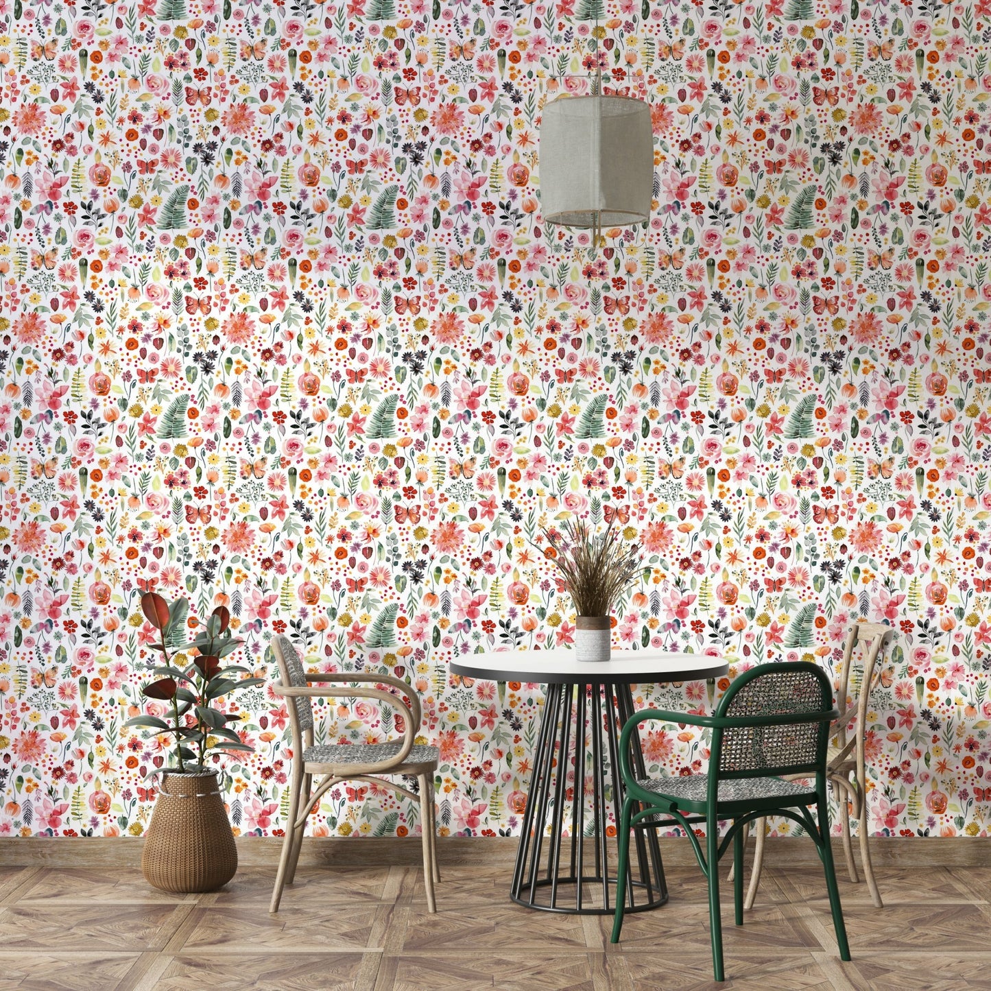 Pink and orange garden mural GD798

