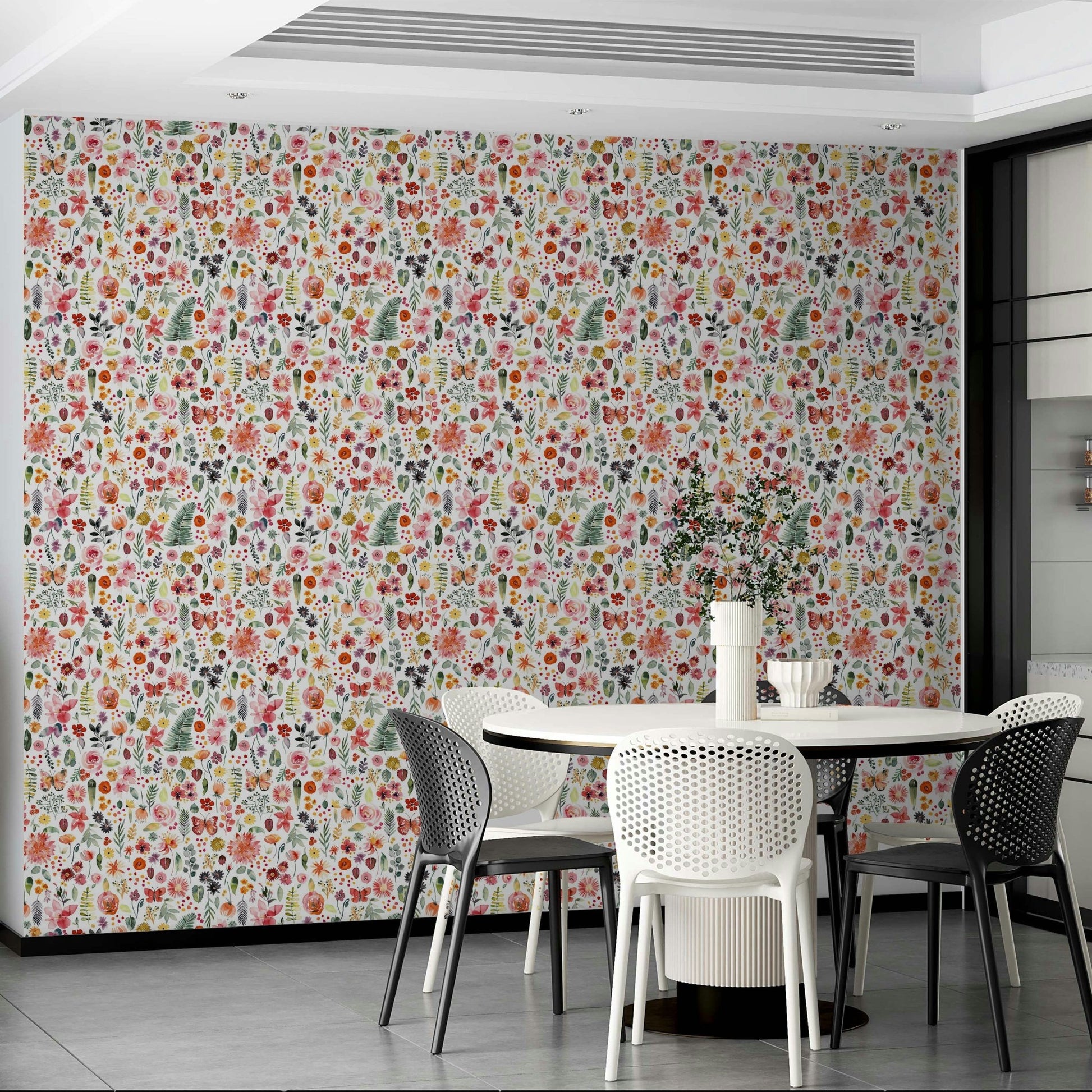 Coral leaves and flowers print GD798

