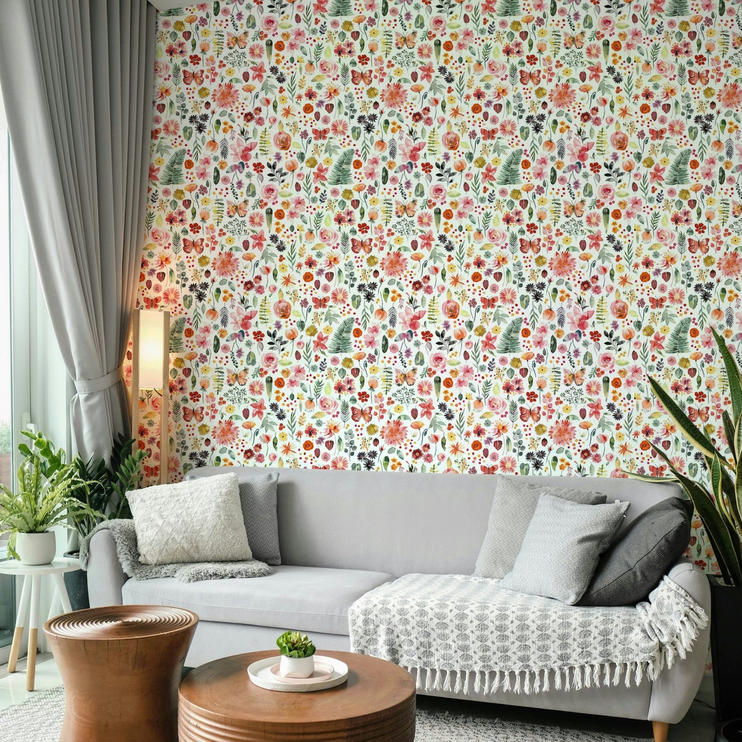 Colourful plant mural design GD798

