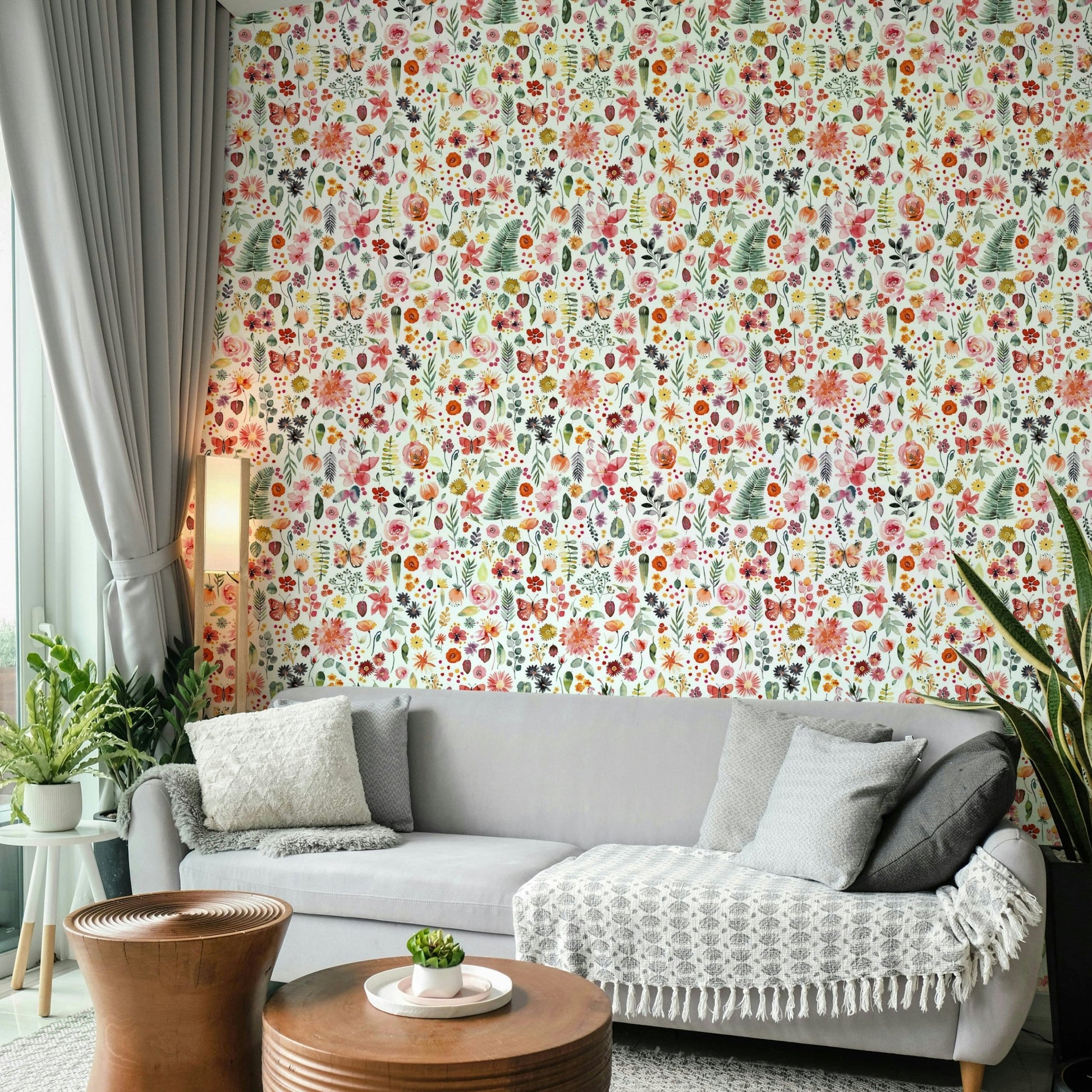 Colourful plant mural design GD798

