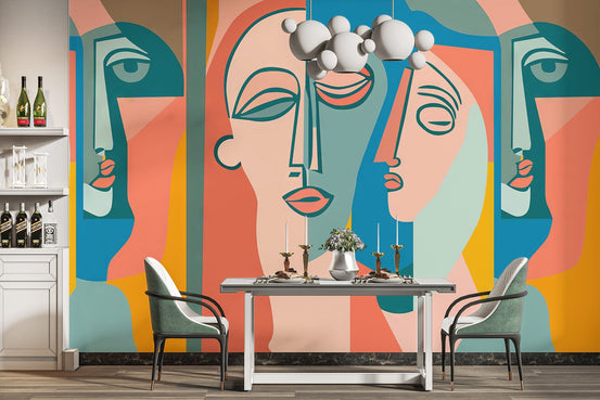 Colorful Faces Mural adds charm and vibrancy to dining spaces C386
