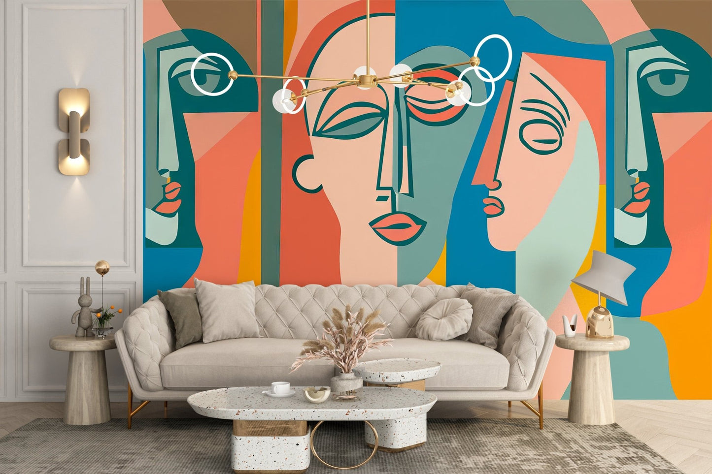 Colourful Faces Mural Wallpaper - Giffywalls