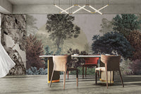 Vintage-style colorful tree wallpaper
