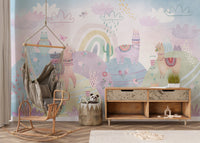 Hand-drawn llama wallpaper in pastel tones

