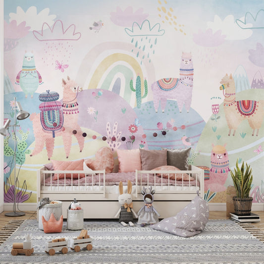 Watercolor llama wallpaper for children
 D249