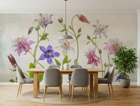 A calming floral design wallpaper mural that defines a space., GD5253