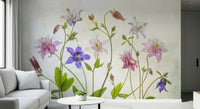A beautiful columbine flower wallpaper mural for a modern home., GD5253