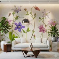 A contemplative floral pattern wallpaper mural for a feature wall., GD5253