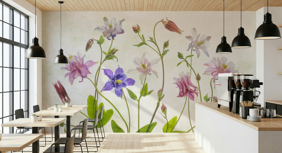 A graceful subtle bloom wall mural in soft, elegant tones., GD5253