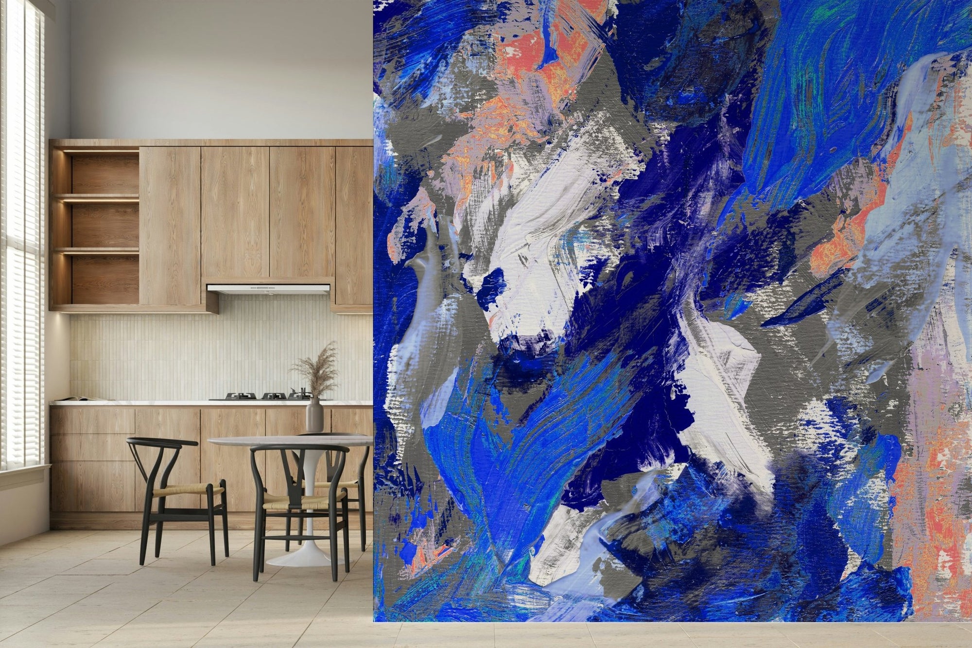 Abstract Come Back to earth Wall Mural blue and grey art GD5371