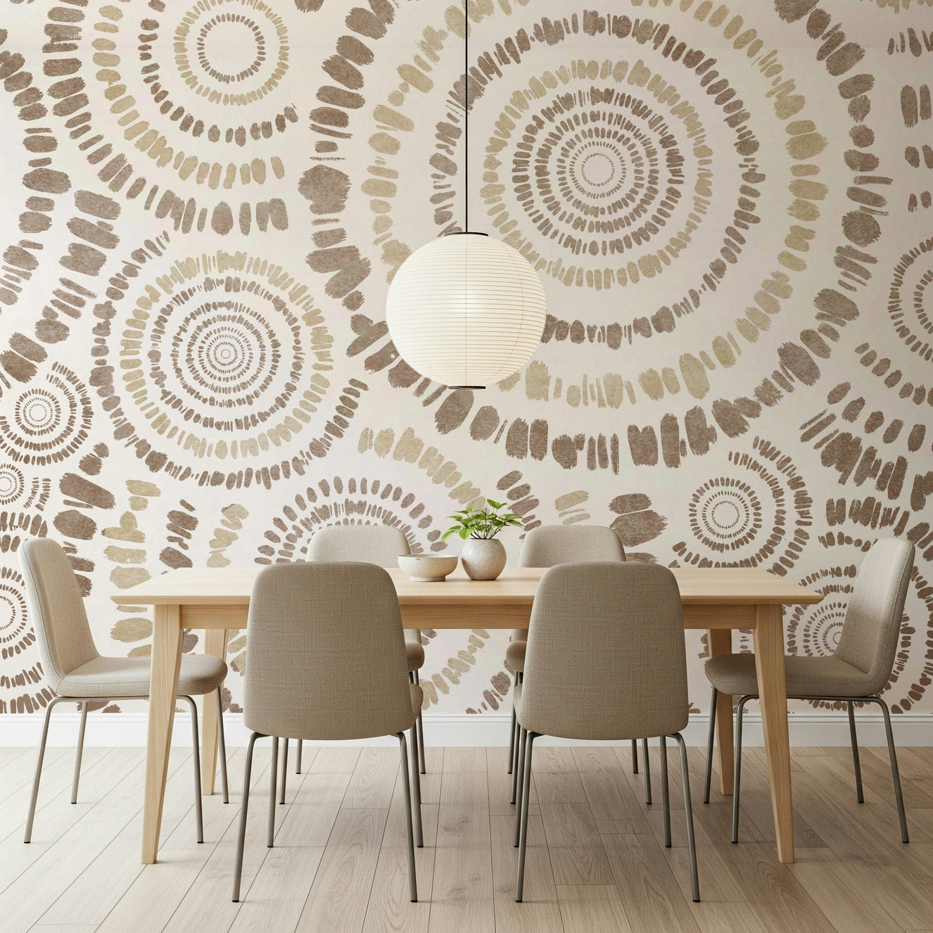 A beautiful concentric circles wallpaper mural for a modern home.