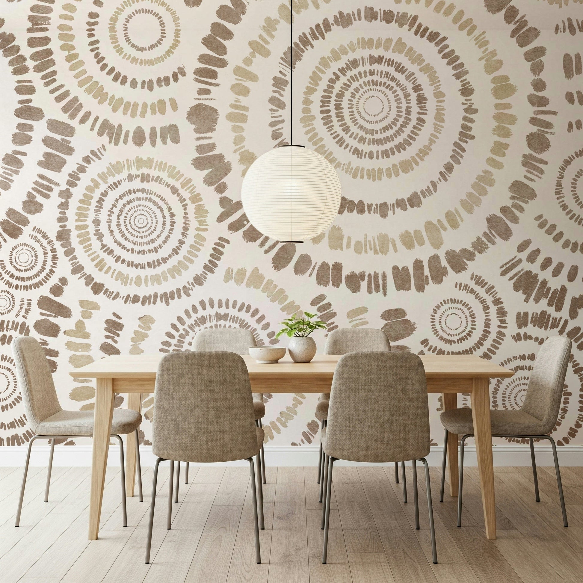A beautiful concentric circles wallpaper mural for a modern home.