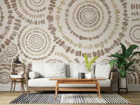 A serene abstract pattern wall mural with repeating circles.