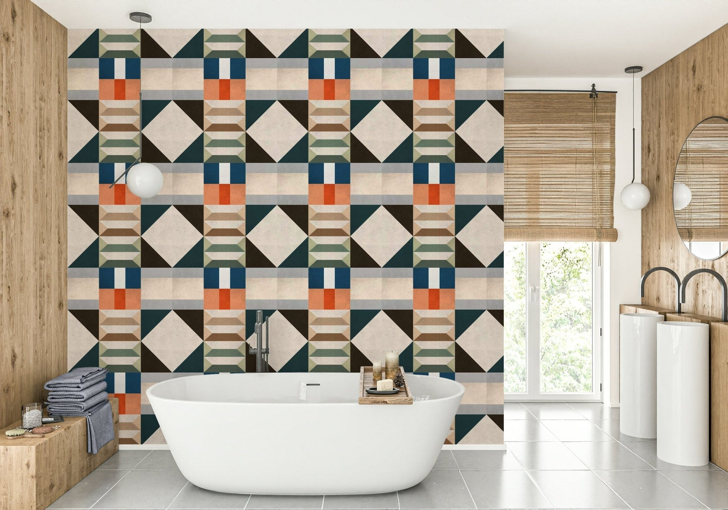 Square tile inspired wall mural

