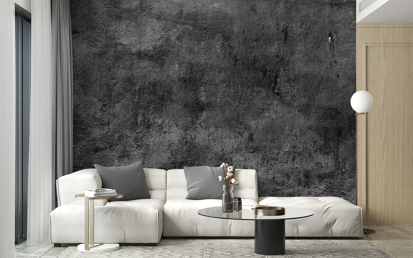 Textured concrete wallpaper mural with a minimalist vibe.