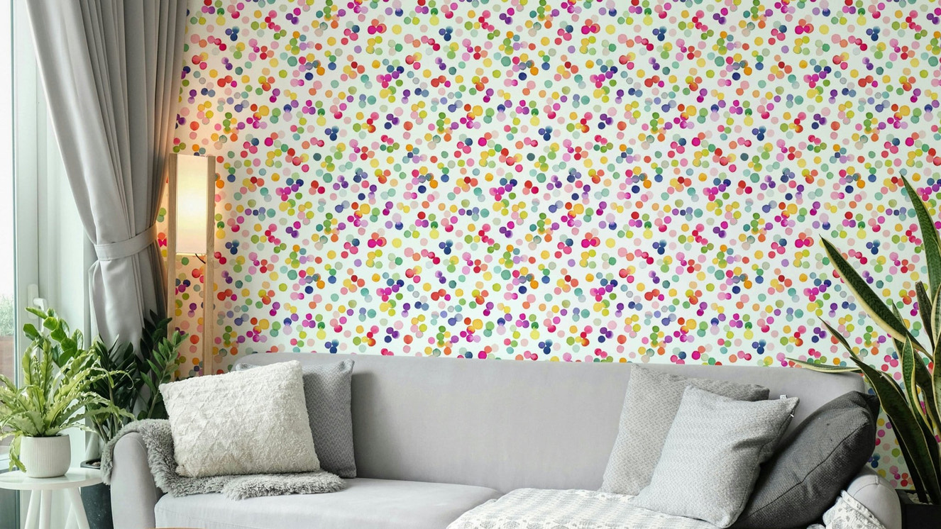 Cheerful spotty wallpaper print


