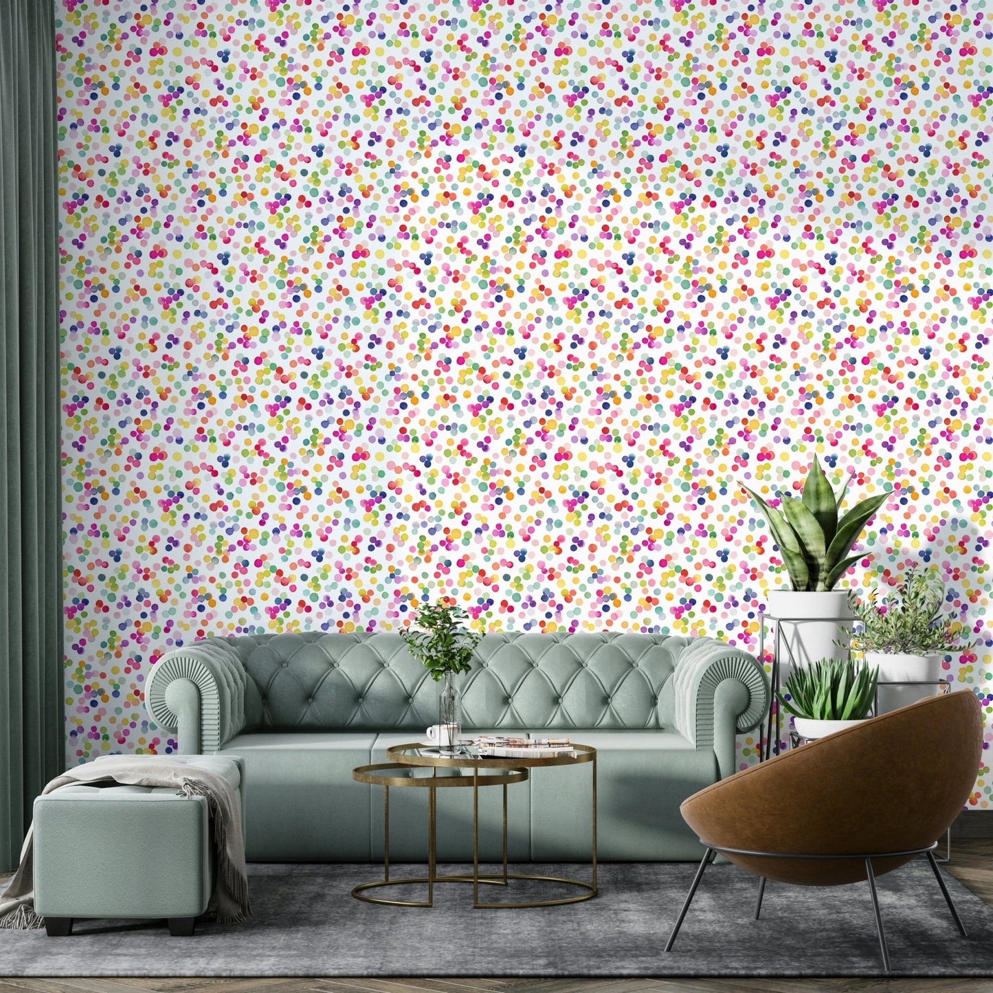 Painted polka dot wallpaper

