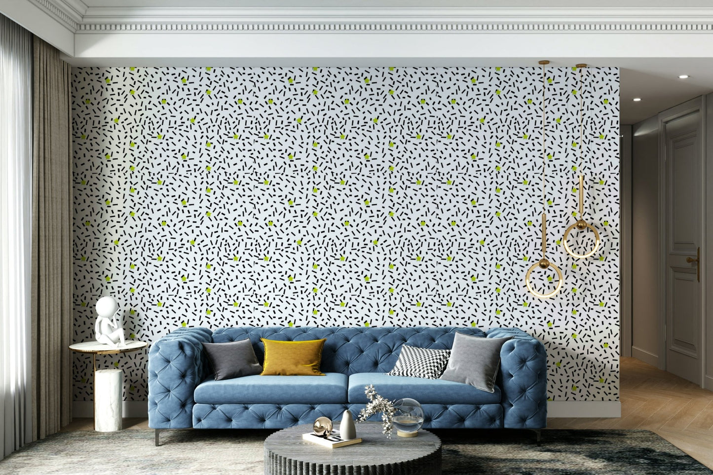 Mural wallpaper of a confetti stars design

