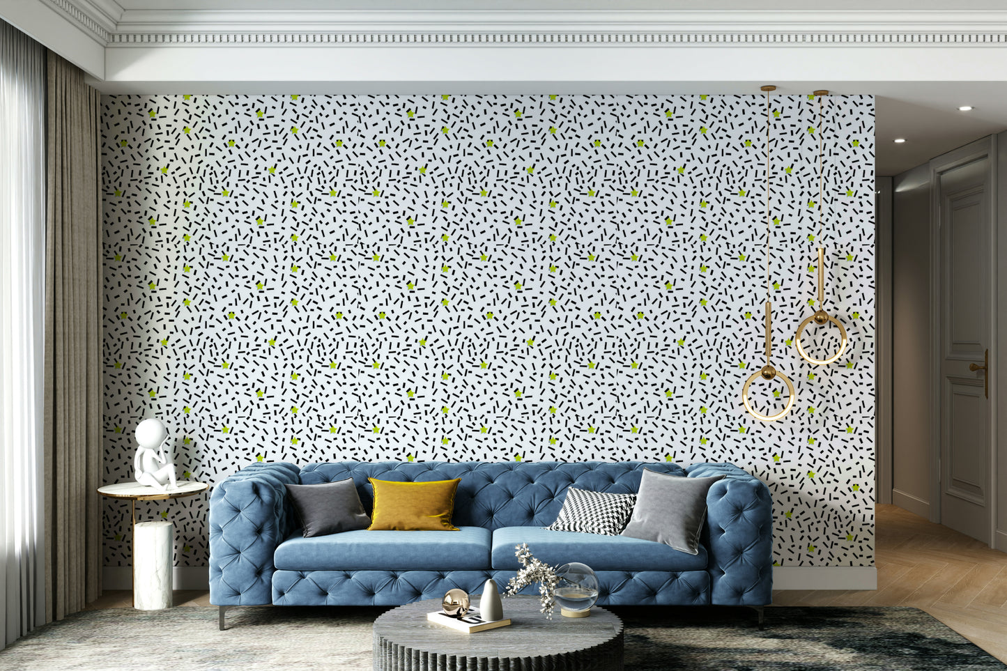 Mural wallpaper of a confetti stars design

