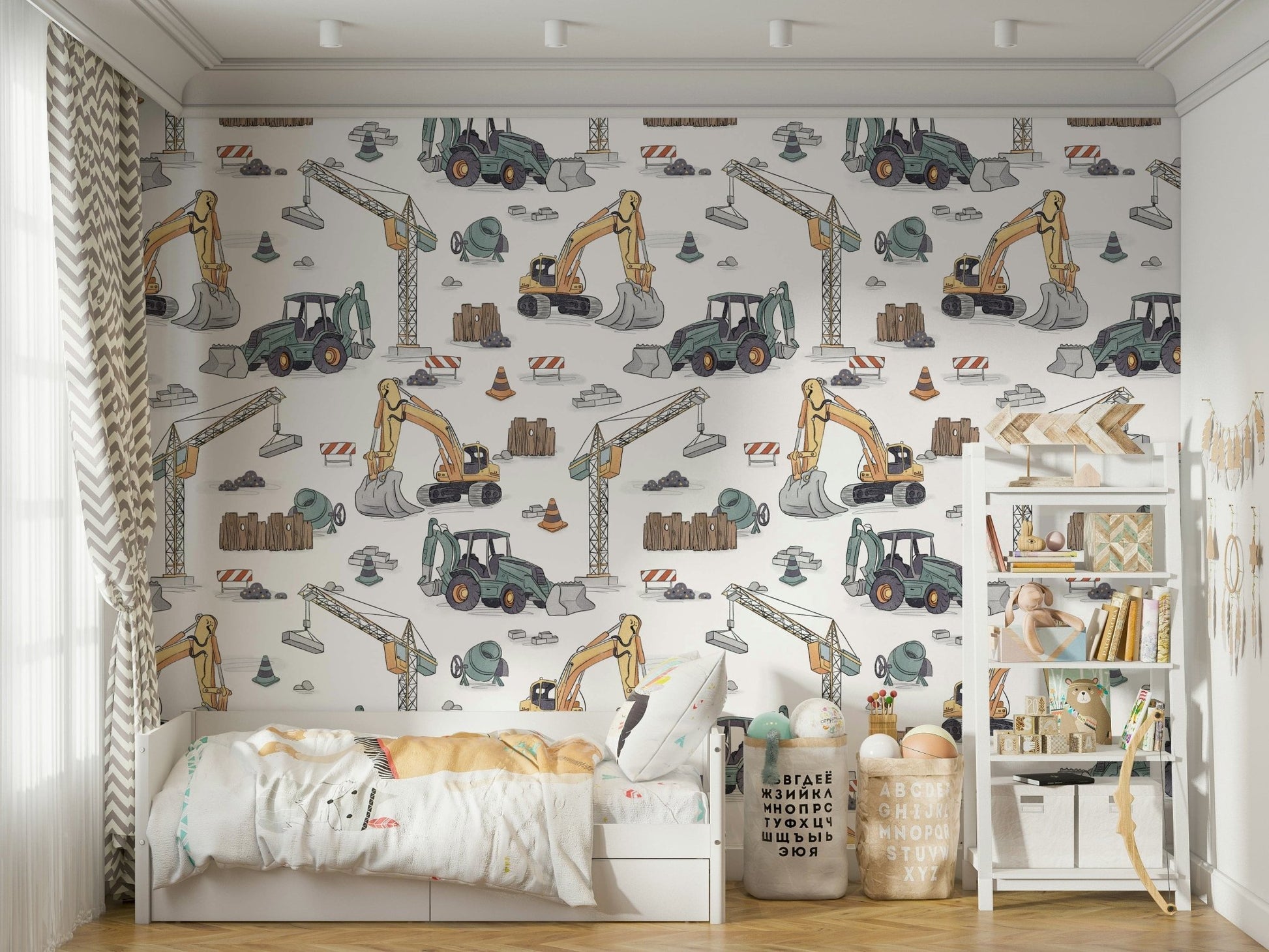 Playful builder site wallpaper for children

