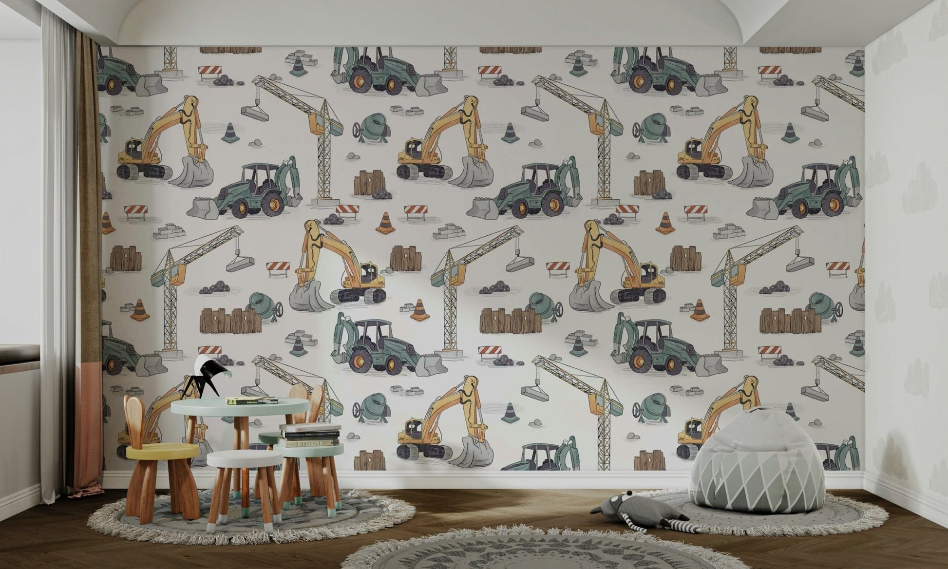 Construction site print for boys’ room

