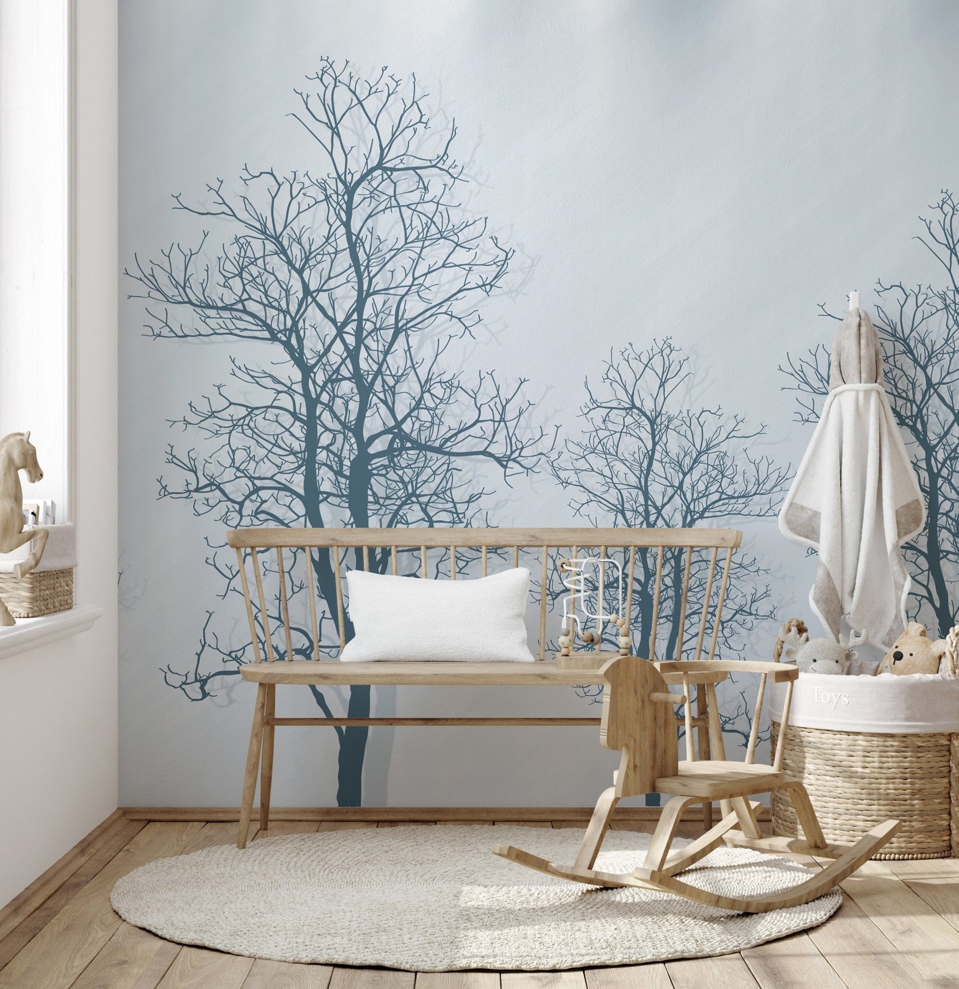 Red sun forest wall mural
