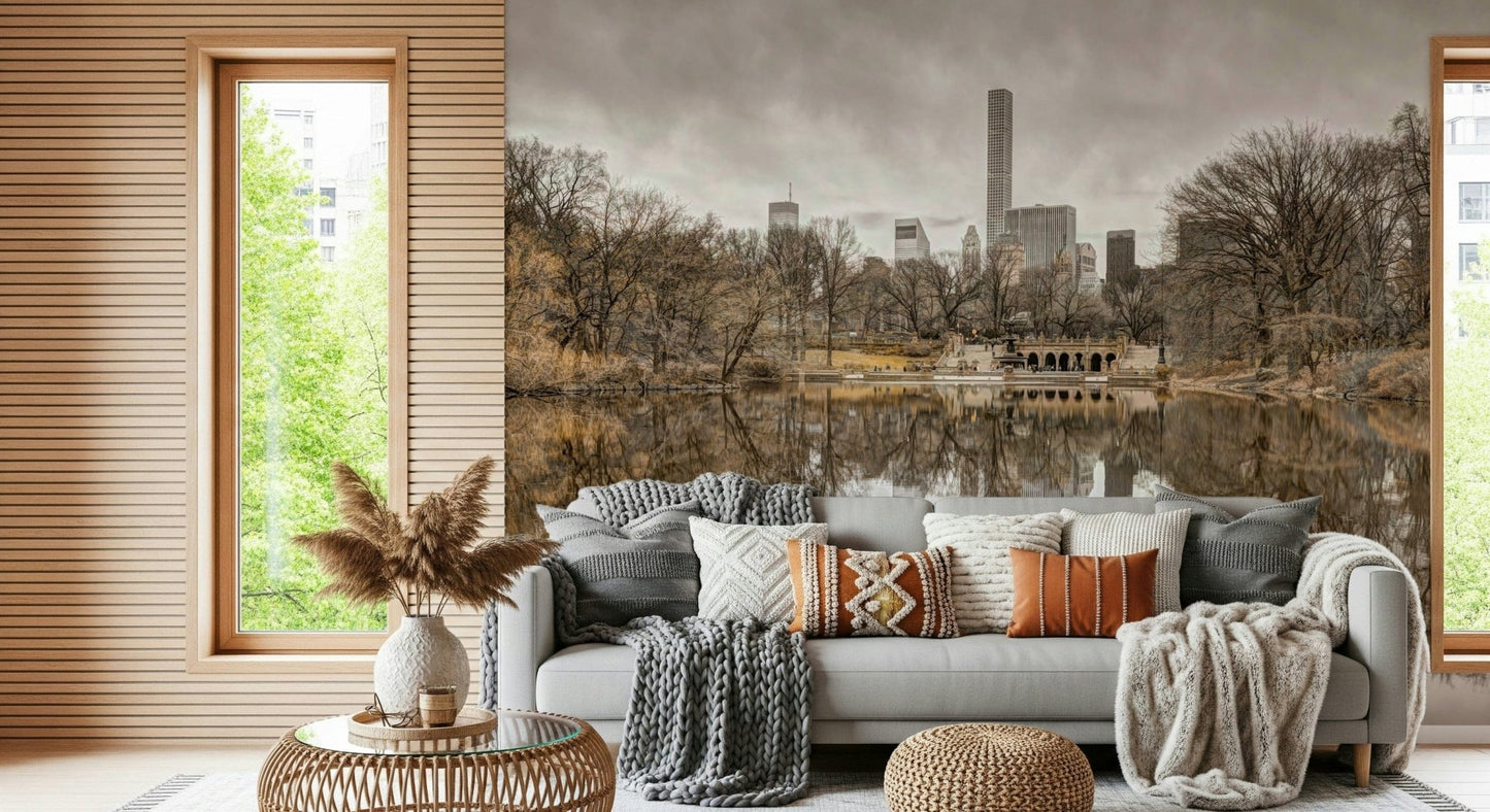 Contrast of Worlds wallpaper in a luxury dining space.