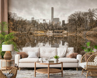 Black and white Contrast of Worlds wallpaper for a lounge.