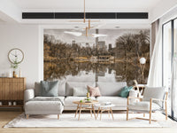 Artistic wall mural featuring diverse textures and patterns.